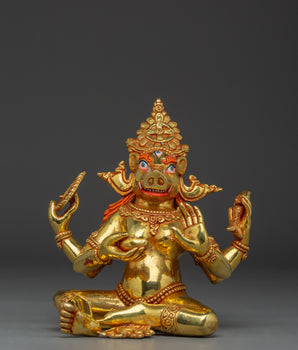 Handcrafted Four-Armed Varaha Statue | Hindu Vishnu Boar Avatar