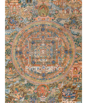 Vintage Bodhisattva Mandala | Tibetan Buddhist Thangka