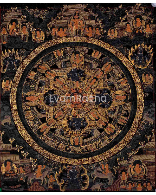 Sacred Vintage Buddha Mandala Thangka