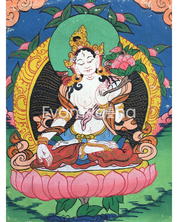 Vintage White Tara Thangka