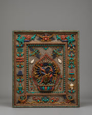 Chakrasamvara Wall Art | Sacred Tibetan Copper & Silver Wall Hanging