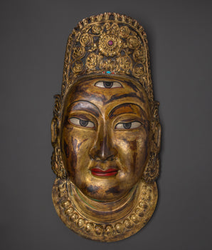 Gold Plated Indra Face Wall Art | Wall Decor