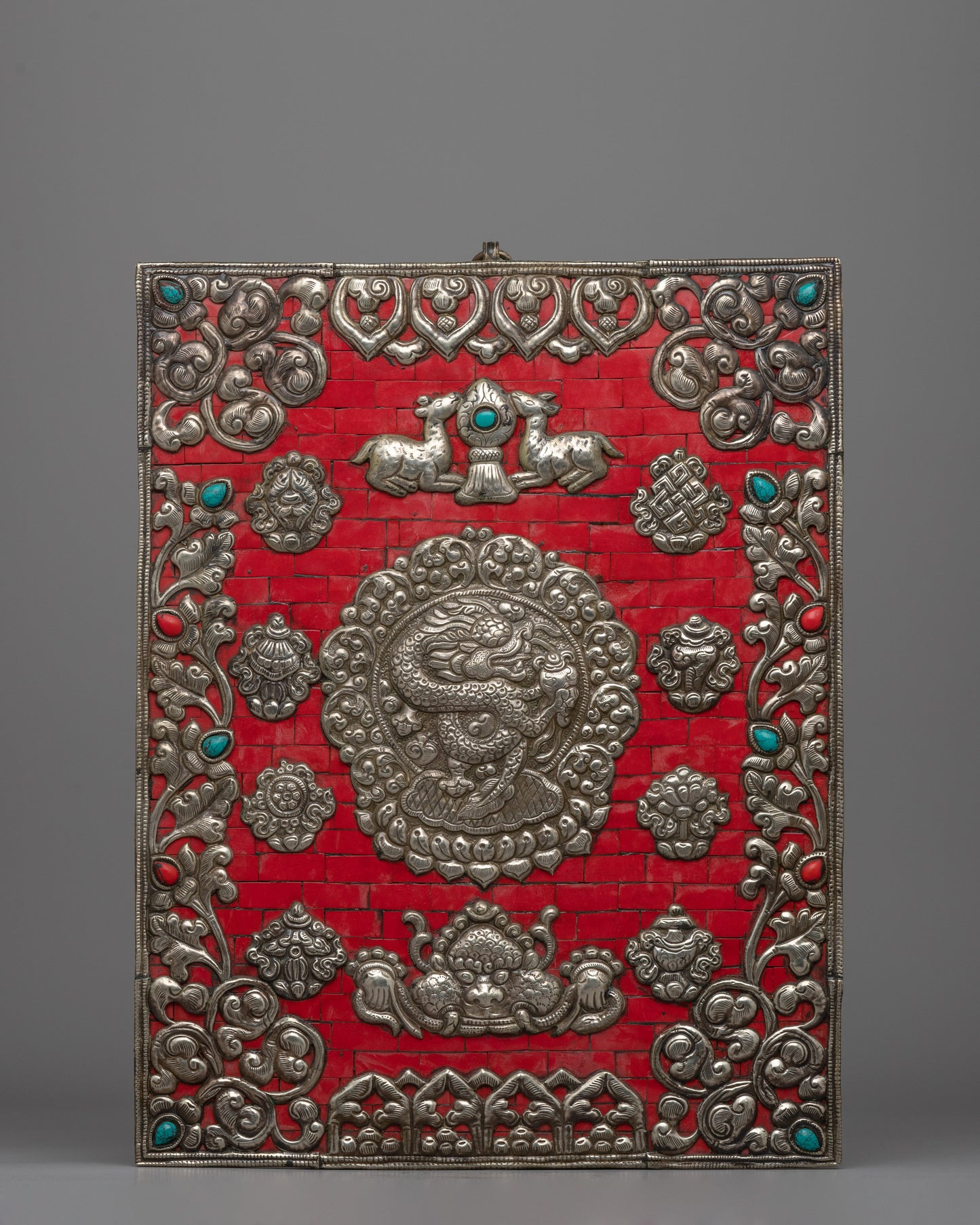 Handcrafted Dragon Metal Thangka