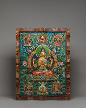 Bodhisattva Chenresig Thangka Wall Hanging