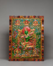 Handmade White Tara Thangka Wall Hanging | Tibetan Buddhist Goddess Art