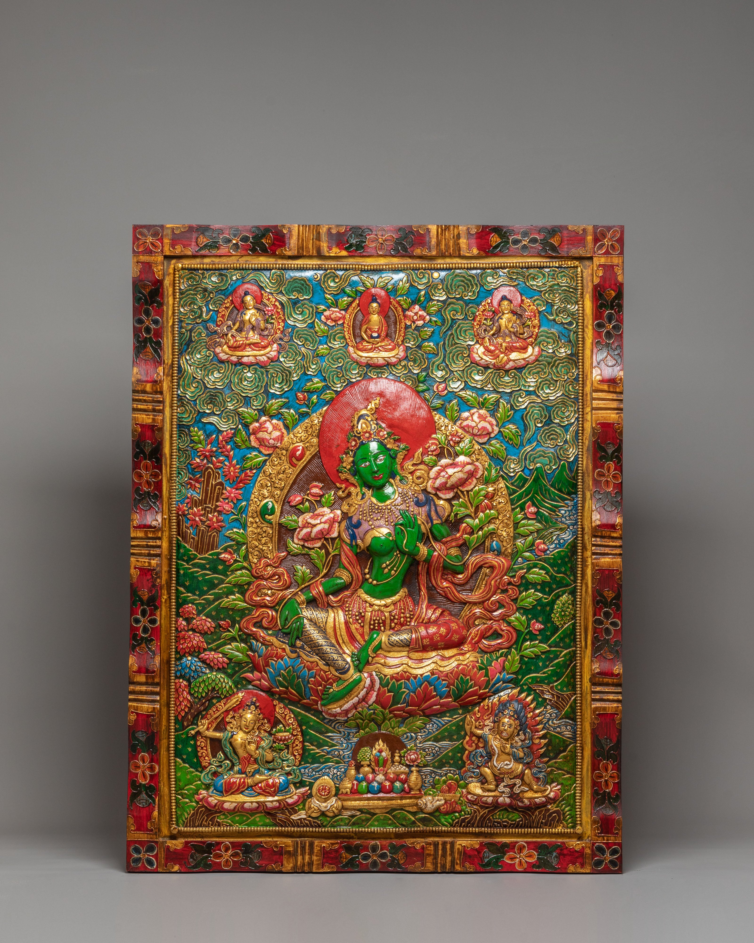 Handmade White Tara Thangka Wall Hanging | Tibetan Buddhist Goddess Art