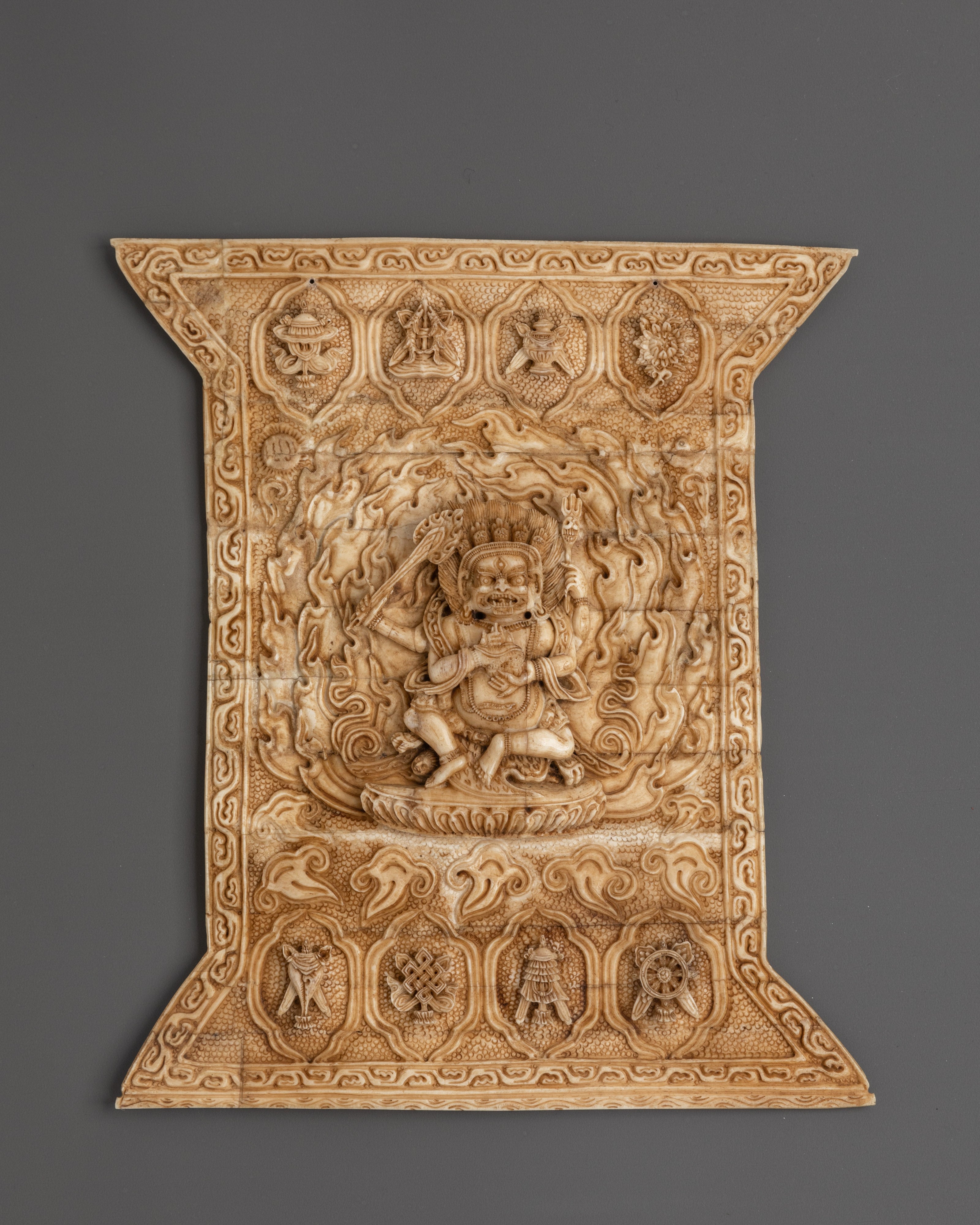 Tibetan Bone Carving Four Armed Mahakala