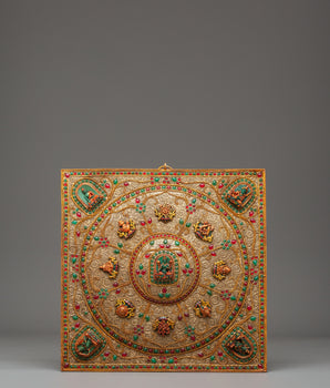 Tibetan Wall Hanging with Buddhist Deities 