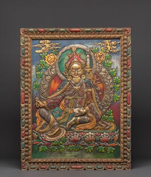 Wooden Frame Guru Rinpoche Wall Hanging | Symbol of Blessings and Protection