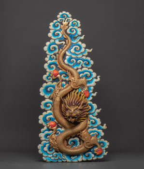 Handcrafted Dragon Wall Hanging | Intricate Cloud & Fire Design for Unique Home Decor
