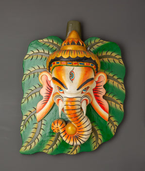 Ganesha leaf wall plaque