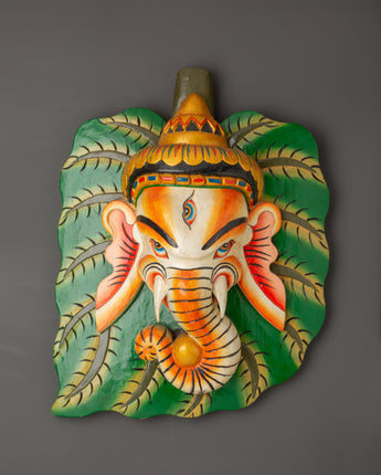 Ganesha leaf wall plaque