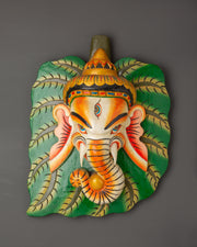 Ganesha leaf wall plaque