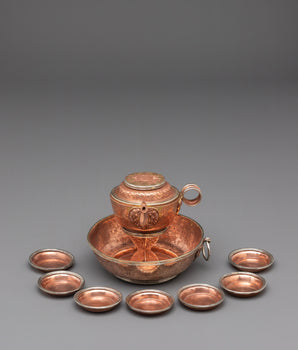 Handcrafted Copper Offering Bowls Set for Rituals and Meditation