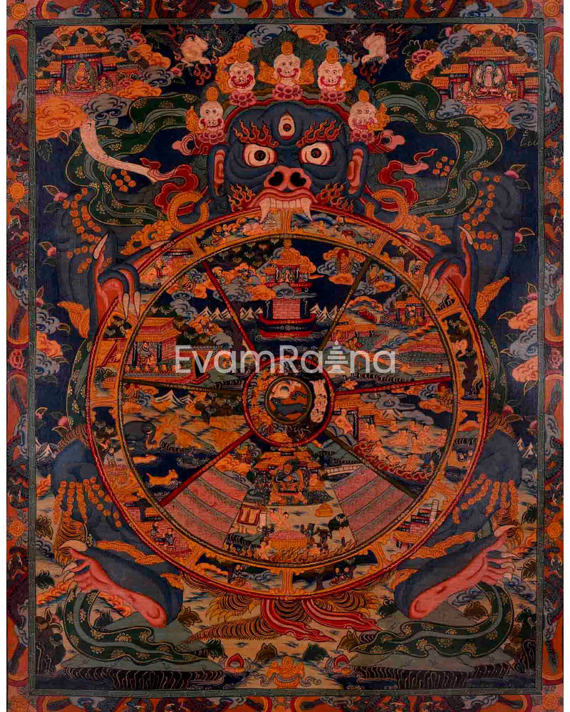 Oil Varnished Wheel of Life Thangka