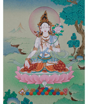 Tibetan White Tara Thangka Painting