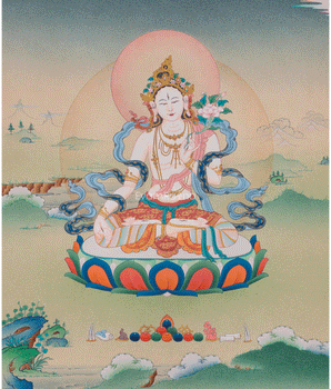 White Tara Buddhist Healing Deity Thangka