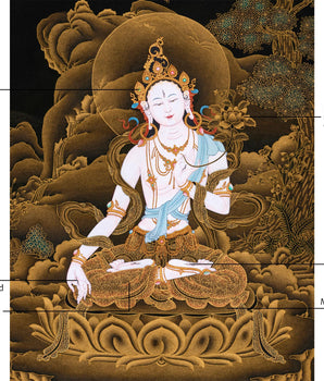 Sita Tara 24K Gold Thangka |  Divine Feminine | Compassion and Healing Art