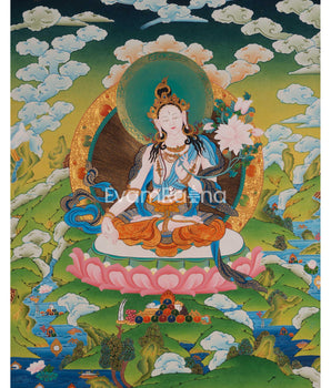 White Tara Female Buddha Thangka