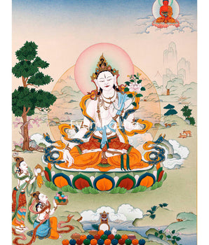 White Tara With Amitabha Buddha Painting