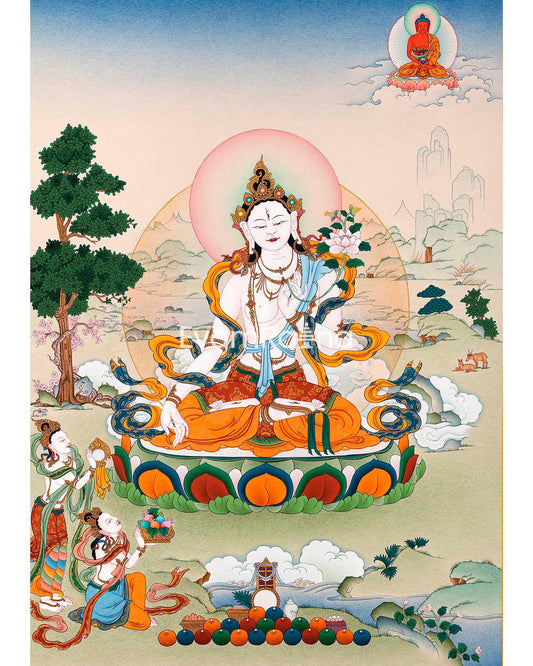 White Tara With Amitabha Buddha Painting