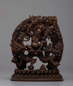 White Dzambhala Machine Made Statue | Oxidized Copper Body, Symbolizing Wealth and Blessings