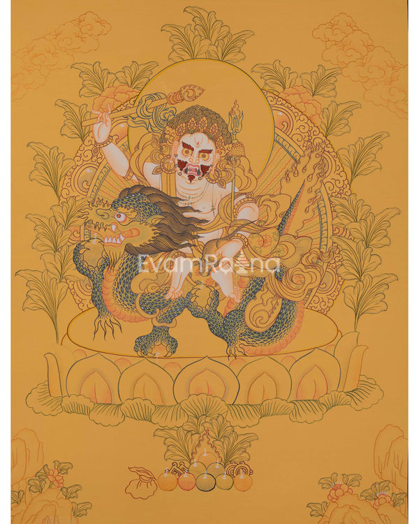 White Dzambala Thangka Painting