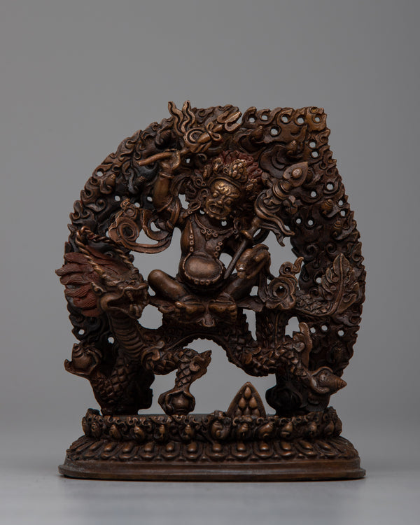 White Dzambhala Machine Made Statue | Oxidized Copper Body, Symbolizing Wealth and Blessings
