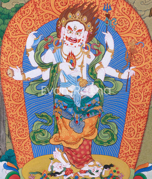 White Mahakala in Sandalwood Jungle, Wonderful Depiction in Thangka