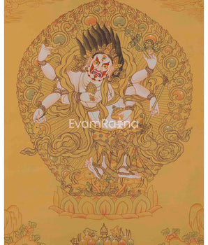 White Mahakala Thangka Painting 