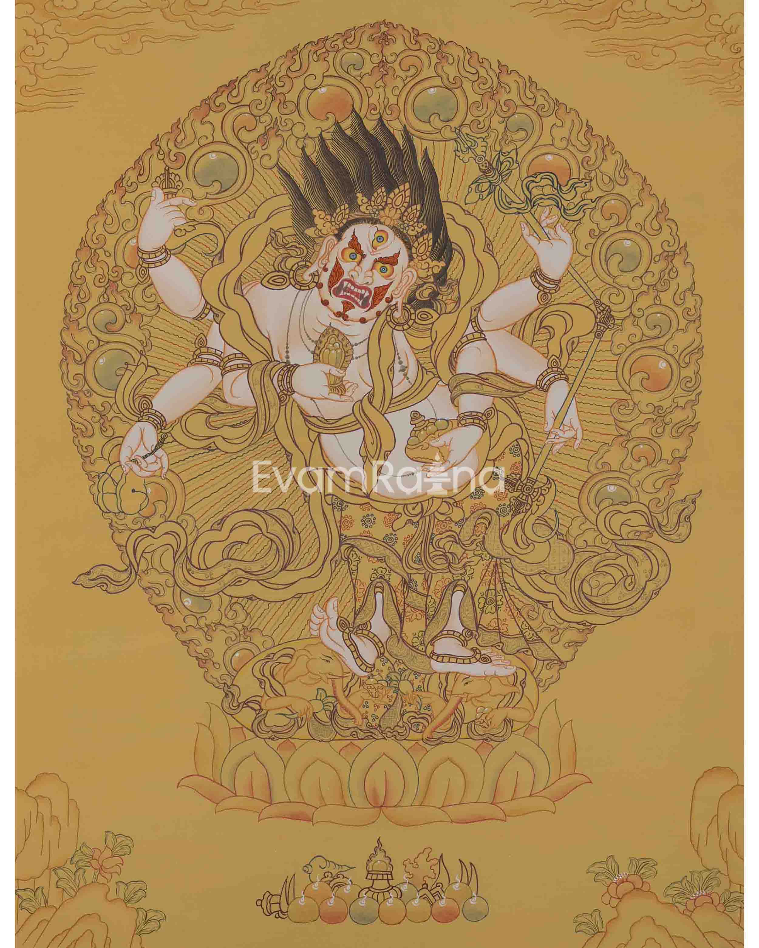 White Mahakala Thangka Painting