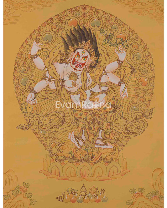 White Mahakala Thangka Painting 