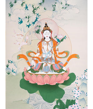 White Tara Thangka Painting Karma Gadri Style