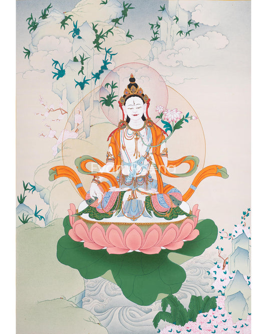 White Tara Thangka Painting Karma Gadri Style