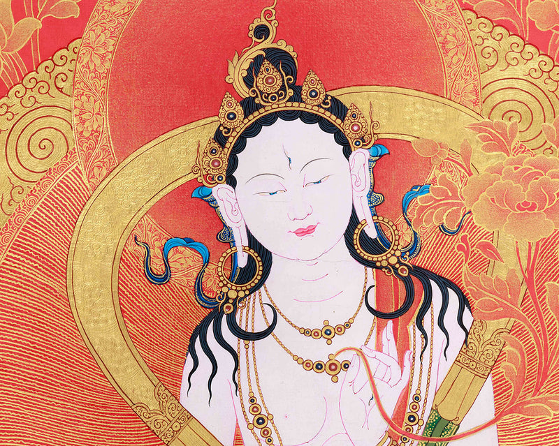 Thangka of White Tara Devi | Divine Guardian of Longevity and Healing