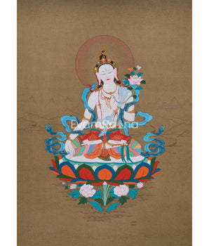 White Tara Goddess Thangka | Female Buddha | Compassion and Healing