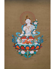 White Tara Goddess Thangka | Female Buddha | Compassion and Healing
