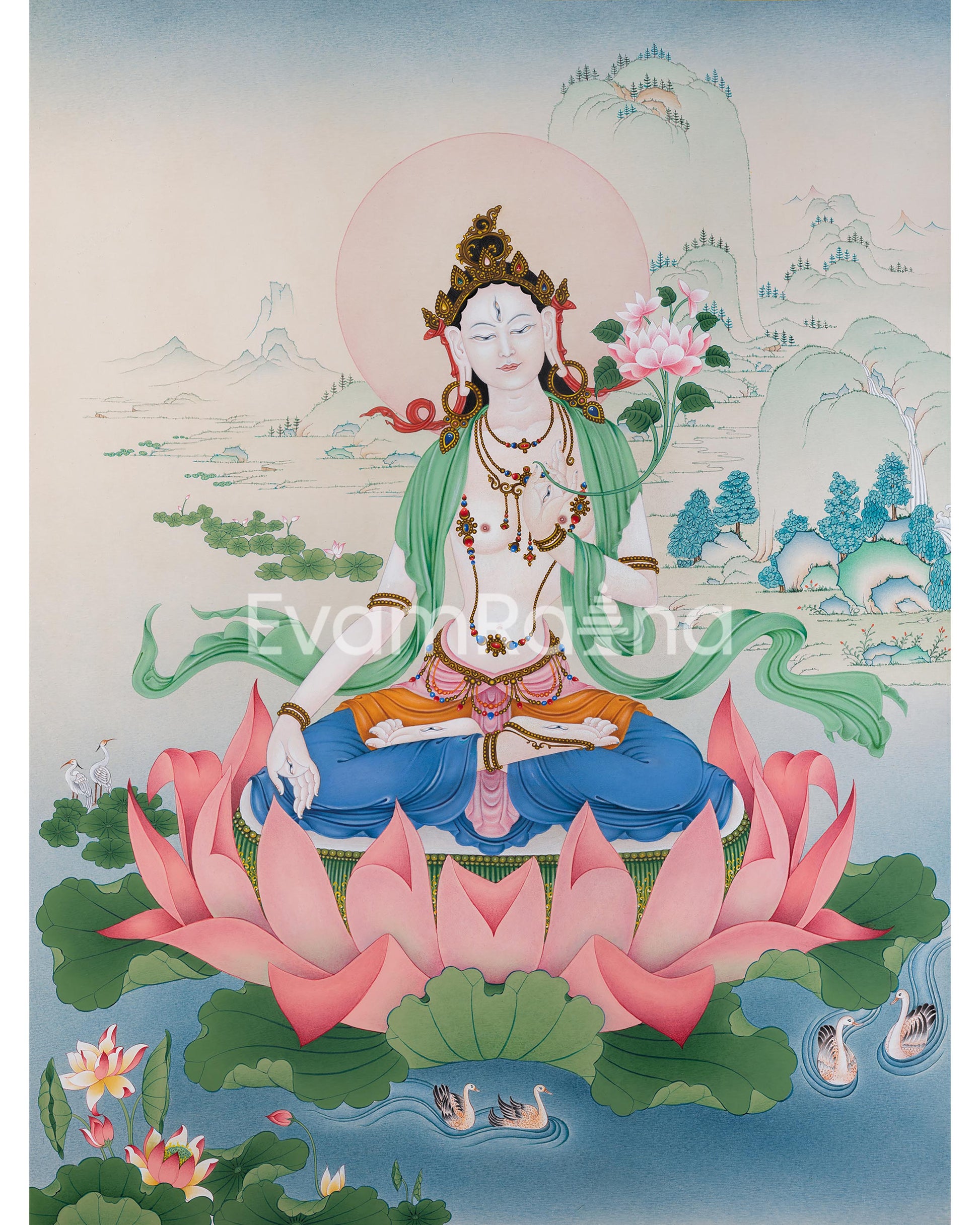 Elegant Dolma Karpo (White Tara) Canvas Print 