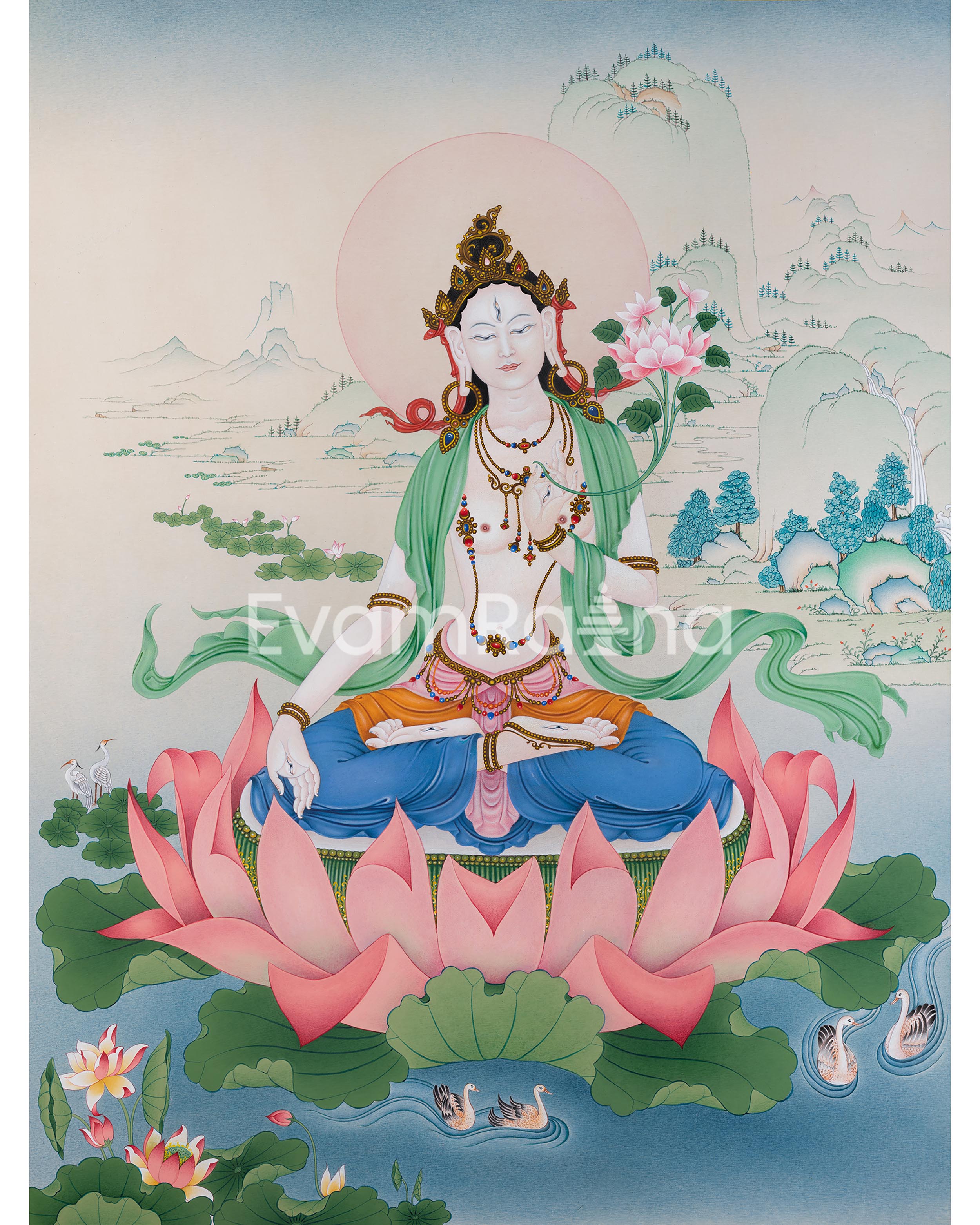 Elegant Dolma Karpo (White Tara) Canvas Print 