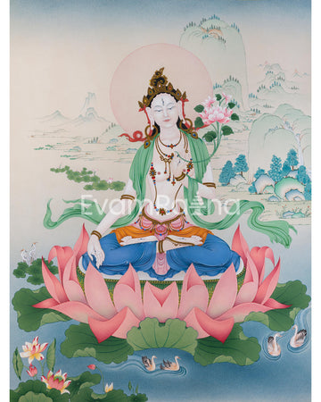 Elegant Dolma Karpo (White Tara) Canvas Print 