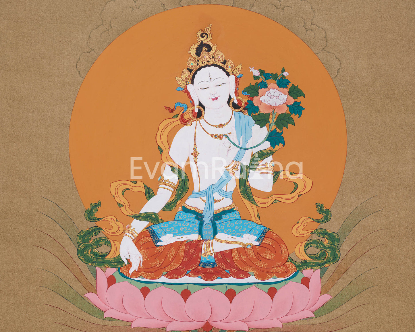 White Tara Bodhisattva | The Goddess of Compassion and Healing | Traditional Artwork