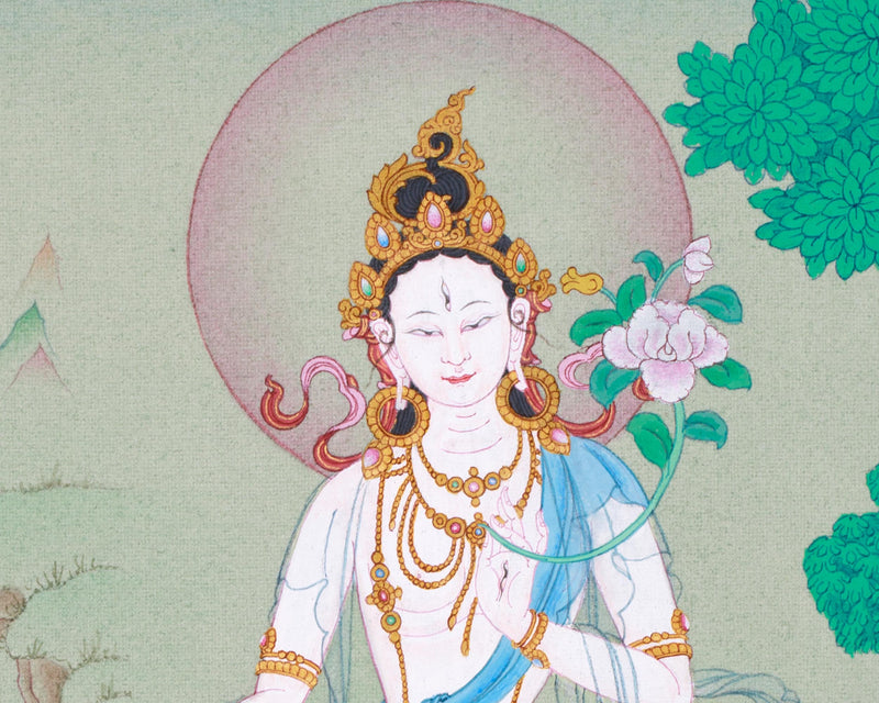 Healing Goddess Thangka, White Tara