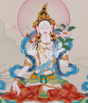 Seven Eyed Goddess Thangka | White Tara Figurine | Compassionate Healing