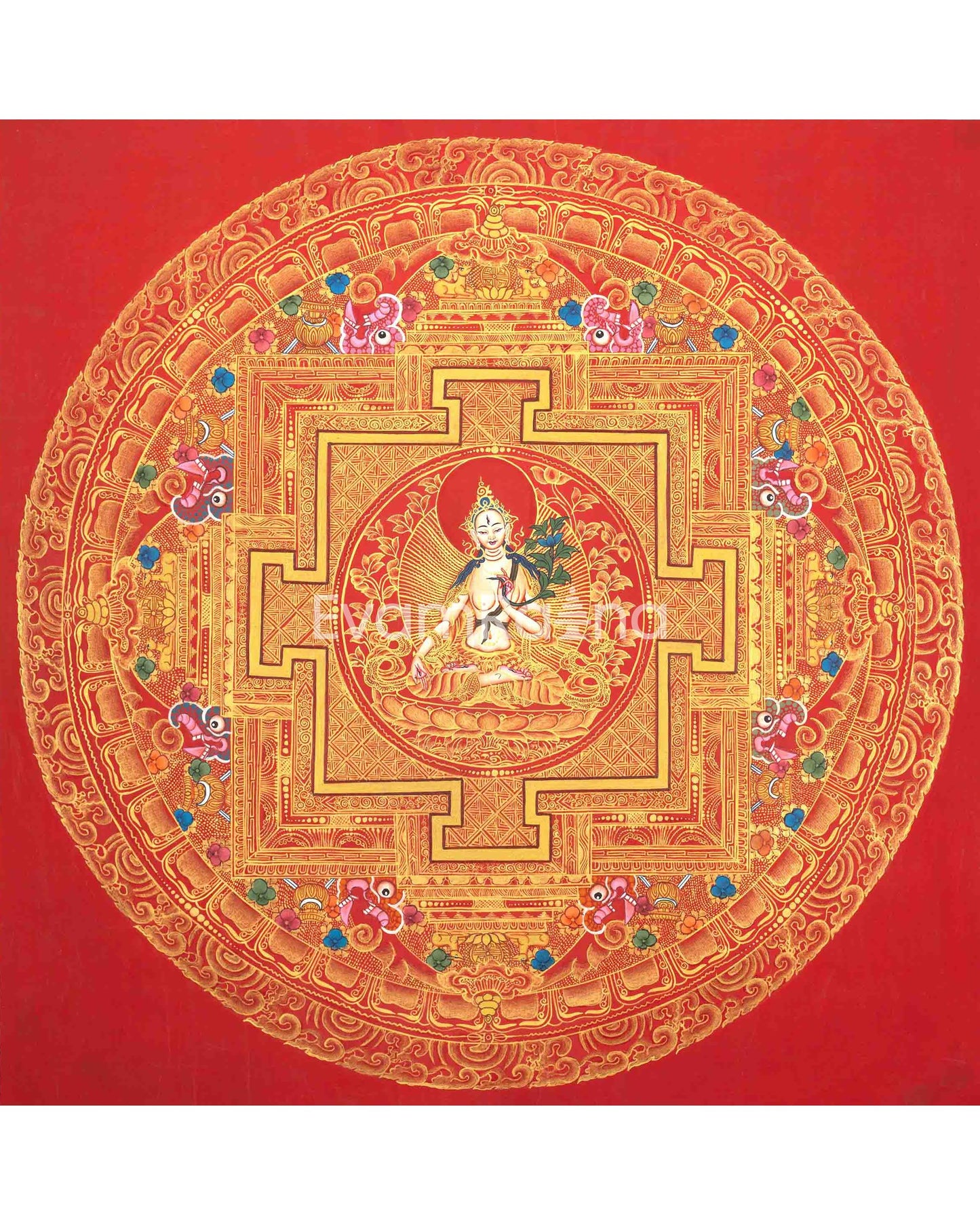 White Tara Mandala | Traditional Buddhist Art | Tibetan Wall Decoration Painting