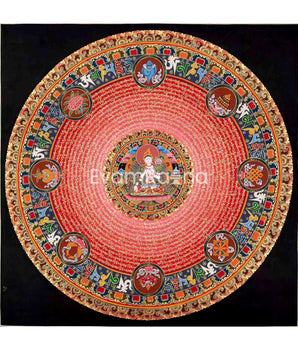 White Tara Mantra Mandala Thangka