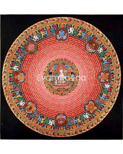 White Tara Mantra Mandala Thangka