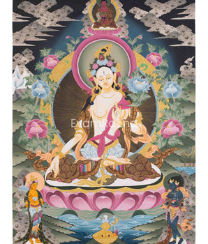 White Tara Thangka Painting