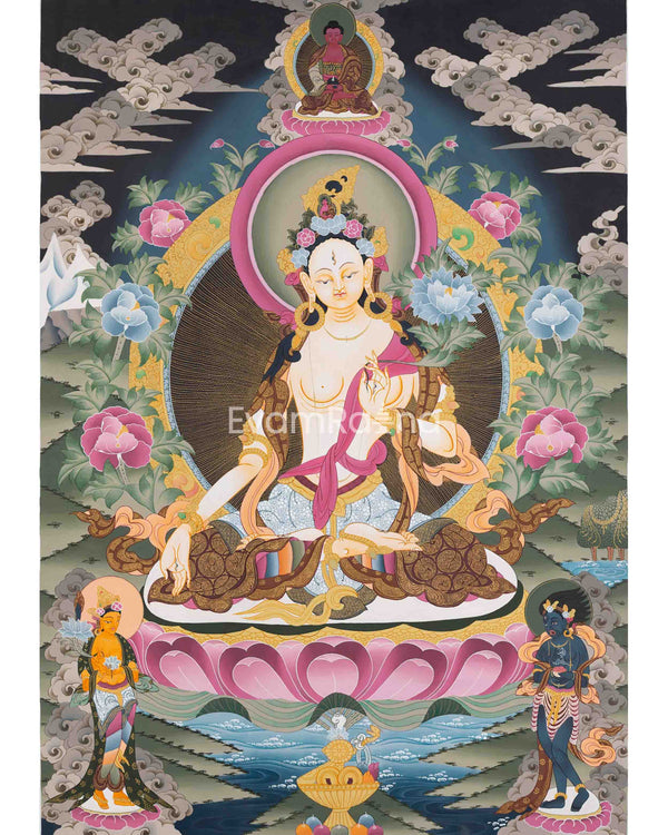 White Tara Thangka Painting