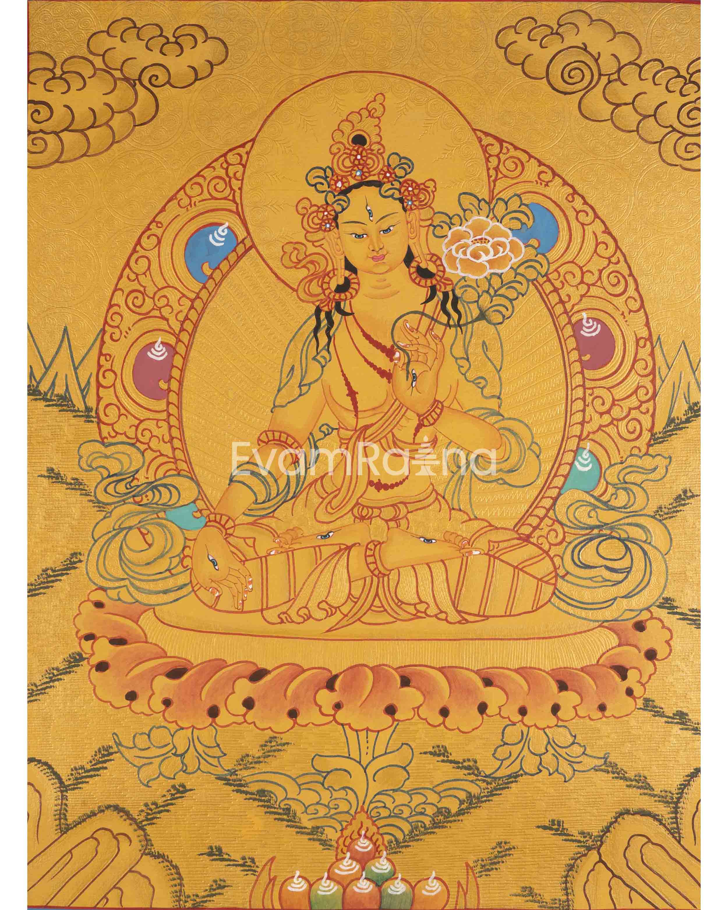 White Tara Thangka Painting