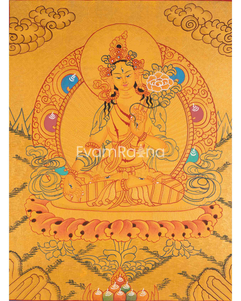 White Tara Thangka Painting